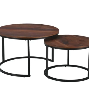 Basic Home Alex Satsbord 76 cm Runt Valnöt/Svart - Möbler Köp online