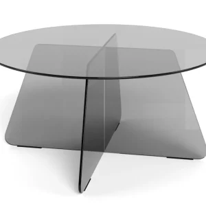 Ryvos Soffbord i Glas 80 cm Rund Rökfärgad - Möbler Sänkt pris