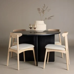 Rabatter Venture Home Rund Matgrupp Tyresö 120 cm rund med 4 Ven Stolar Svart/whitewash - Möbler