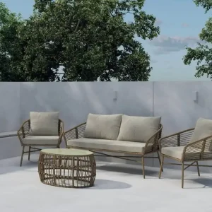 Bästa pris Venture Home Soffgrupp Lipari 2-sits Soffa + 2 Fåtöljer med bord Utomhus Brun - Utemöbler & utemiljö