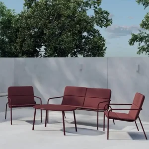 Populärt val Venture Home Soffgrupp Fourni 2-sits Soffa + 2 Fåtöljer med bord Utomhus Vinröd - Utemöbler & utemiljö