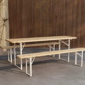 Populär Venture Home Matgrupp Guiness 200 cm med 2 Bänkar Utomhus Teaklook, beige stomme - Utemöbler & utemiljö