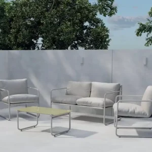 Venture Home Soffgrupp Thassos 2-sits Soffa + 2 Fåtöljer med bord Utomhus Beige - Utemöbler & utemiljö Endast denna vecka