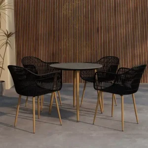 Sista chansen Venture Home Matgrupp Anafi 80 cm med 4 Stolar Utomhus Svart - Utemöbler & utemiljö