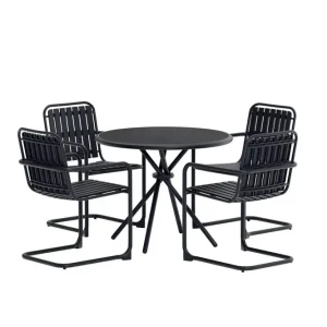 I lager Venture Home Matgrupp Chios 90 cm med 4 Stolar Utomhus Svart - Möbler