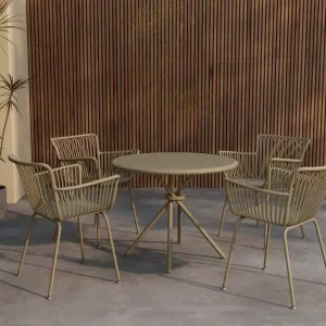 Venture Home Matgrupp Sifnos 90 cm med 4 Stolar Utomhus Beige - Utemöbler & utemiljö Extra rabatt