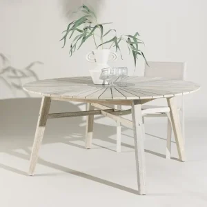 Venture Home Runt Matbord Rives 150 cm Utomhus Vitputsad - Utemöbler & utemiljö Sänkt pris