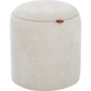 Serano Puff med trähandtag 40 cm Rund Beige - Möbler Populär