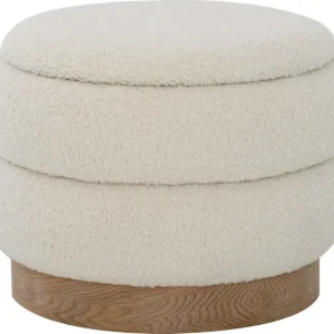 Populärt val Selvaro Puff med förvaring 50 cm Rund Beige - Möbler