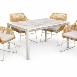 risnedsättning Utemöbelgrupp Palermo matgrupp 200 med 4 Seville karmstolar grå/beige - Utemöbler & utemiljö