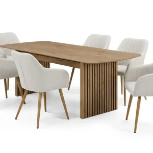 Bark Richeto Matgrupp Ek 210 cm med 6 Filippa Matstolar Ek/Vit - Möbler Billigare