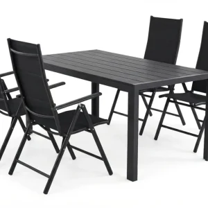 Bästa pris Comfort Garden Siri Matgrupp utomhus 150 cm med 4 Maggie Vadderad Fällbar Positionsstol - Utemöbler & utemiljö