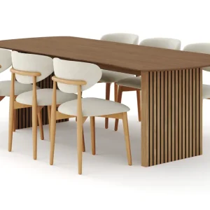 Rea Bark Richeto Matgrupp 240 cm Ek med 6 Molly Matstolar Ek/Beige - Möbler