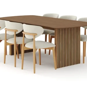 Bark Richeto Matgrupp 210 cm Ek med 6 Molly Matstolar Ek/Beige - Möbler Beställ nu